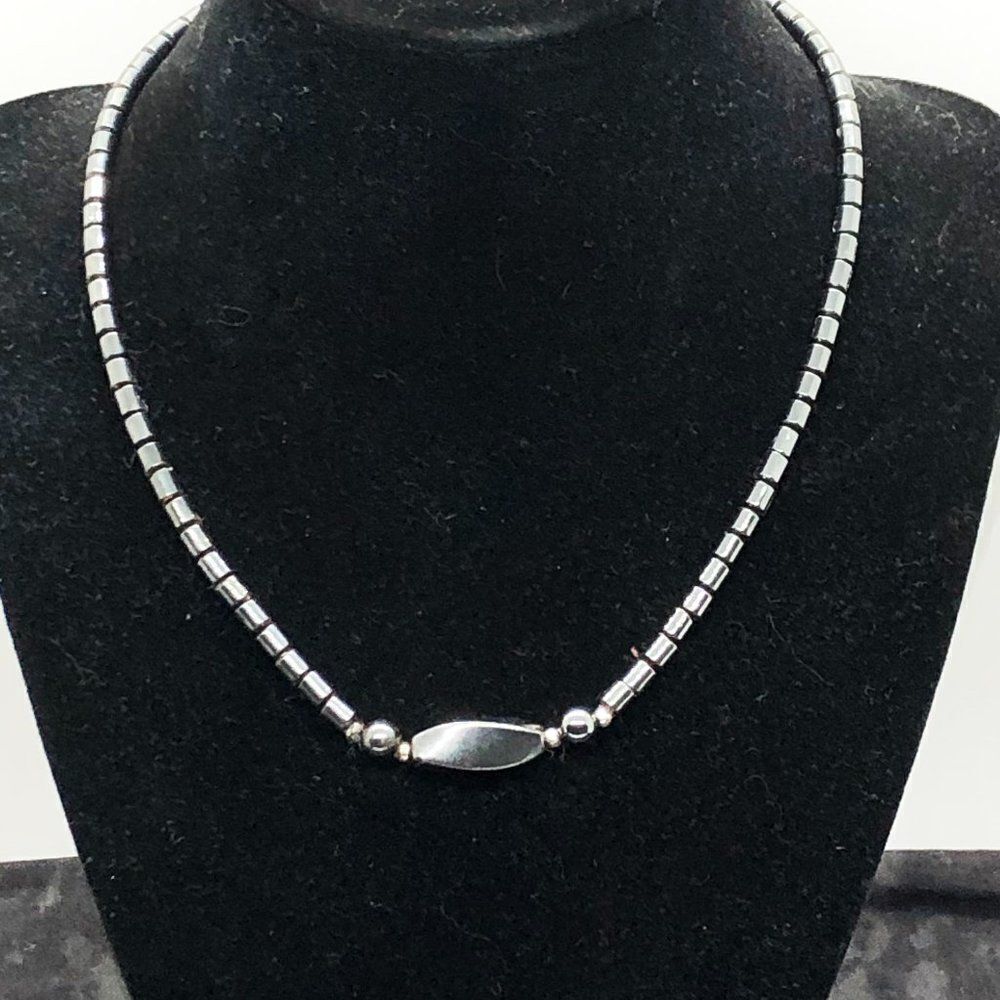 🔮 5/$25‎ Dark Silver / Black Stone Necklace